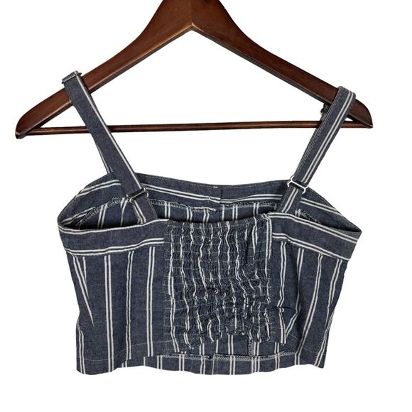 Brandy Melville Chambray White Striped Crop Top One Size - Picture 2 of 4